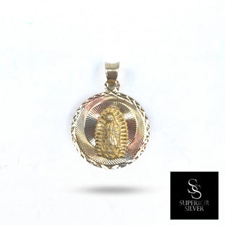 Jesus and Mother Mary double-sided 14K Yellow Gold Pendant, front side
