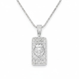 Iced-Out 'King Luck' Lion Dog Tag Moissanite Pendant view 2