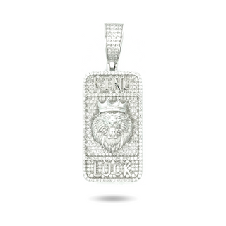 Iced-Out 'King Luck' Lion Dog Tag Moissanite Pendant view 3