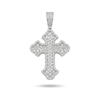 Large Gothic Cross with Invisible-Set Baguette Moissanite Pendant view 3