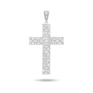 Large Iced Out Pavé Cross Moissanite Pendant in Sterling Silver