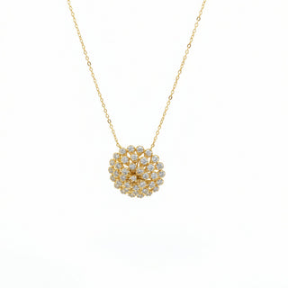 Large multi-tier pavé flower moissanite necklace in sterling silver, view 2