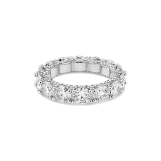 Large Round Eternity Band with Beaded Gallery Moissanite Ring in sterling silver