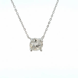Large round solitaire moissanite necklace in sterling silver, view 2