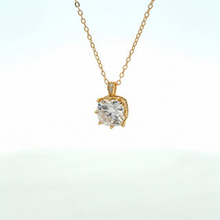 Large solitaire pavé bail moissanite necklace in yellow gold vermeil over sterling silver