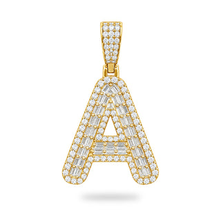 Letter A Initial Pendant with CZ, 14kt Gold Over 925 Sterling Silver