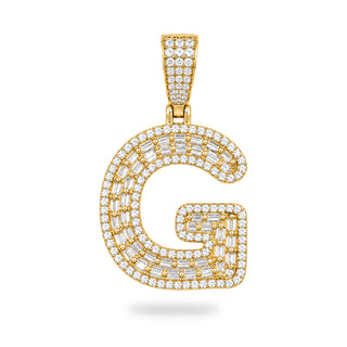 Letter G Initial Pendant with CZ, 14kt Gold Over 925 Sterling Silver