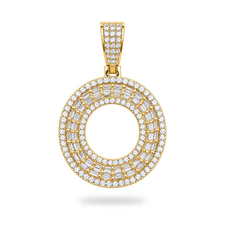 Letter O Initial Pendant with CZ, 14kt Gold Over 925 Sterling Silver