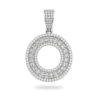 Superior Silver circular initial pendant in 925 sterling silver featuring pave-set cubic zirconia stones.