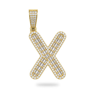 Superior Silver gold over sterling silver letter X pendant with pave-set cubic zirconia stones