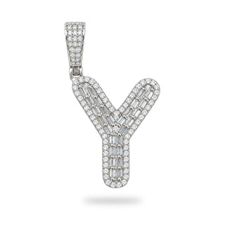 Superior Silver letter Y pendant in 925 sterling silver featuring pave-set cubic zirconia stones