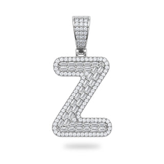 Letter Z Initial Pendant with CZ, 925 Sterling Silver