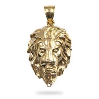 Superior Silver 10K yellow gold lion head pendant with diamond-cut detailing and a high polish finish.