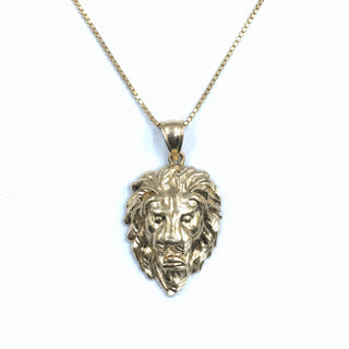 Superior Silver 10K yellow gold lion head pendant with diamond-cut detailing on a gold chain