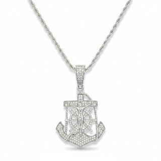 1 ct Mariner's Cross Anchor Crucifix Moissanite Pendant view 2