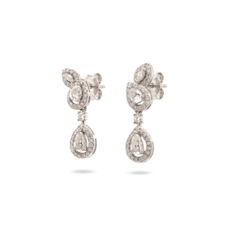Marquise and pear halo moissanite earrings in sterling silver