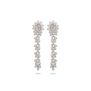Marquise leaf vine moissanite drop earrings in sterling silver