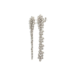 Marquise leaf vine moissanite drop earrings in sterling silver, view 2