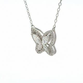 Marquise pavé butterfly moissanite necklace in sterling silver