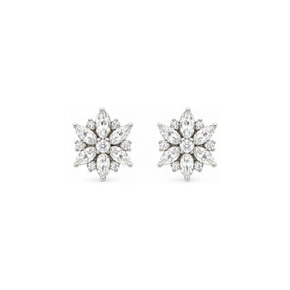 Marquise starburst moissanite stud earrings in sterling silver