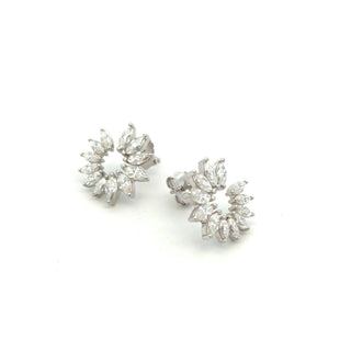 Marquise swirl moissanite stud earrings in sterling silver