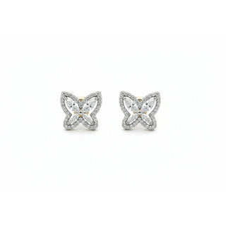 Marquise wing butterfly moissanite stud earrings in sterling silver