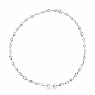 Mixed-cut bezel line moissanite necklace in sterling silver
