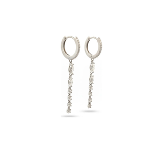 Mixed cut line drop moissanite earrings in sterling silver
