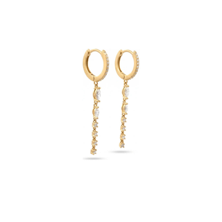 Mixed cut line drop moissanite earrings in yellow gold vermeil