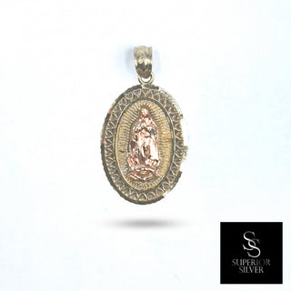 Mother Mary 10K Yellow Gold Pendant, front view