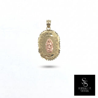 Mother Mary 10K Yellow Gold Pendant, front view