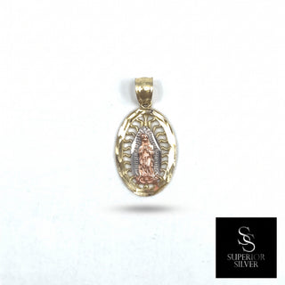 Mother Mary 10K Yellow Gold Pendant, front view