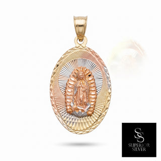 Mother Mary 14K Yellow Gold Pendant, front view