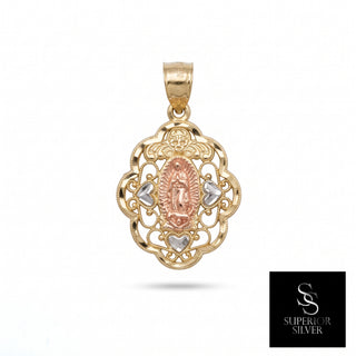 Mother Mary 14K Yellow Gold Pendant, front view