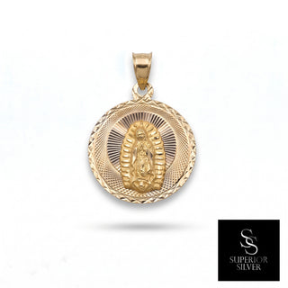 Mother Mary 14K Yellow Gold Pendant, front view