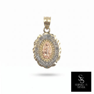Mother Mary 14K Yellow Gold Pendant, front view
