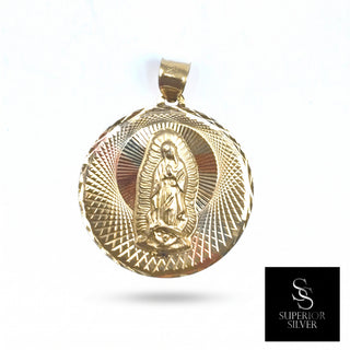 Mother Mary 14K Yellow Gold Pendant, front view