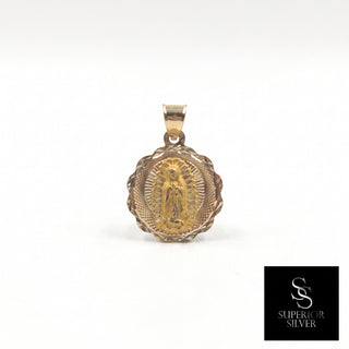 Mother Mary 14K Yellow Gold Pendant, front view