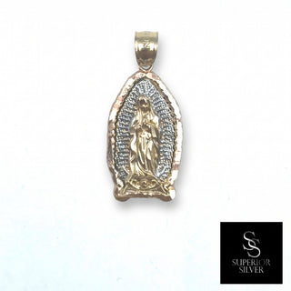 Mother Mary Diamond-Cut 10K Yellow Gold Pendant, front view