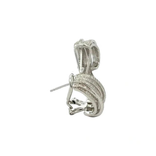 Multi-row crossover pavé moissanite half hoop earrings in sterling silver