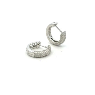 Multi-row pavé moissanite huggie hoop earrings in sterling silver
