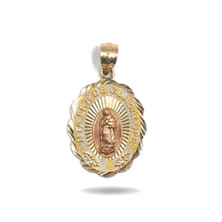 Nuestra Senora de Guadalupe 14K Yellow Gold Pendant close up