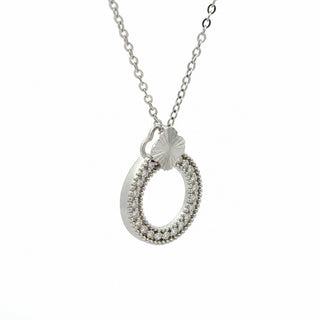 Open circle fluted bail moissanite necklace in sterling silver, view 2