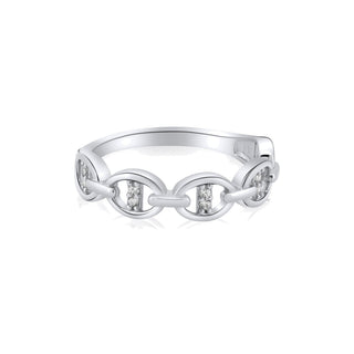 Open Mariner Link Band with Stone Bars Moissanite Ring in sterling silver