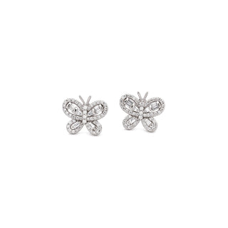 Open pavé butterfly moissanite stud earrings in yellow gold vermeil over sterling silver