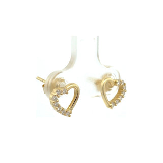 Open pavé heart outline moissanite stud earrings in yellow gold vermeil over sterling silver