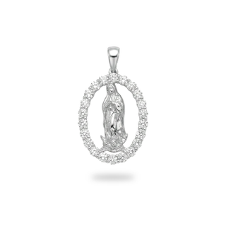 Our Lady of Guadalupe Oval Medal Moissanite Pendant