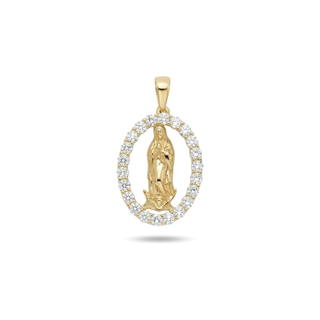 Our Lady of Guadalupe Oval Medal Moissanite Pendant view 3