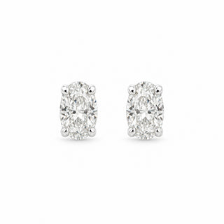 Oval four-prong solitaire moissanite stud earrings in sterling silver