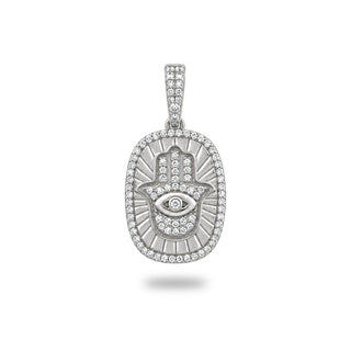 Hamsa Medallion with Evil Eye Moissanite Pendant view 6